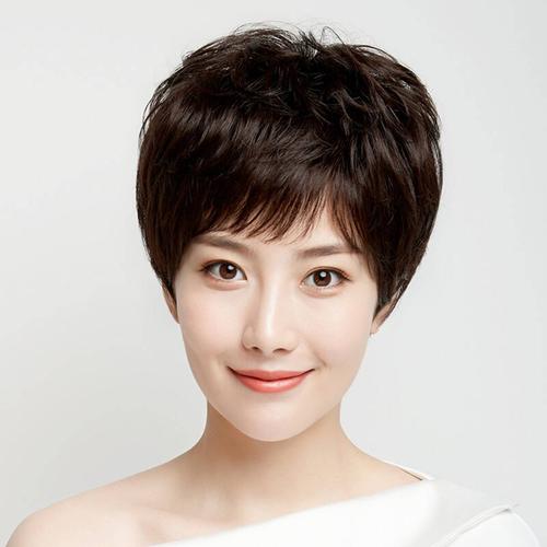 假发女短发真人发丝全头套假发套发套假头发妈妈真发