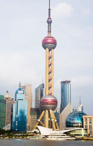 城市建筑海报上海东方明珠塔装饰画著名建筑风景别墅餐厅装饰画1b