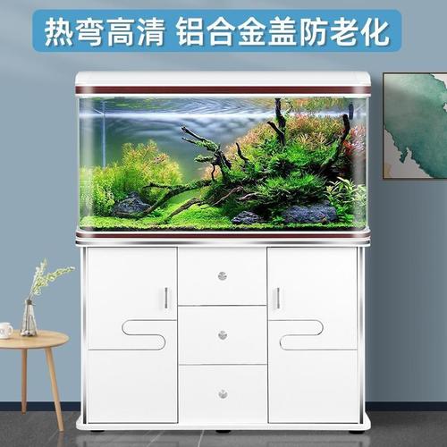 60cm热弯鱼缸水族箱客厅落地家用懒人免换水生态玻璃金鱼缸带柜子【3