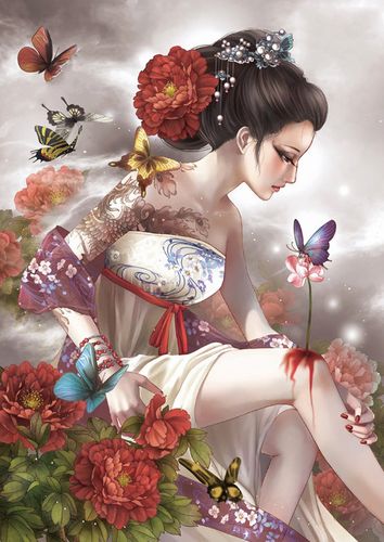 包邮精准印花正品dmc十字绣 卧室油画人物 唯美古典