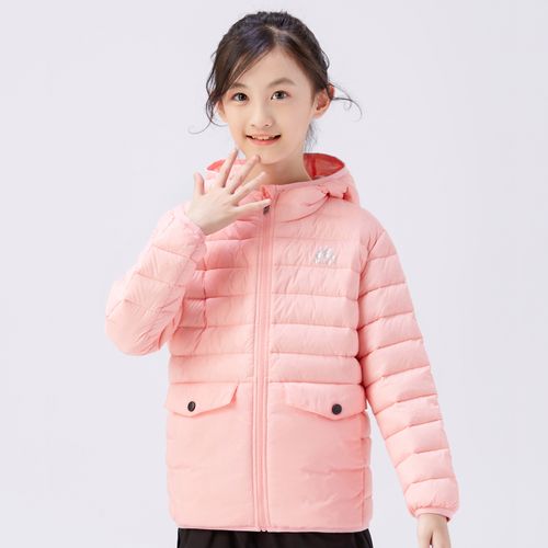 太阳石秋冬儿童薄款羽绒服男女童中性款连帽白鸭绒短款学生外套