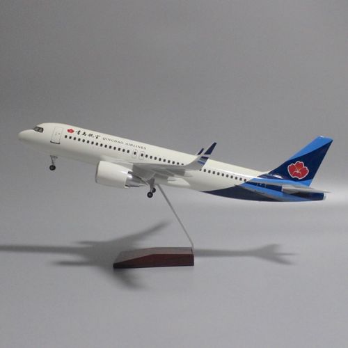 青岛航空飞机模型47厘米带轮子带灯南客320neo华夏吉祥航模 青岛航空