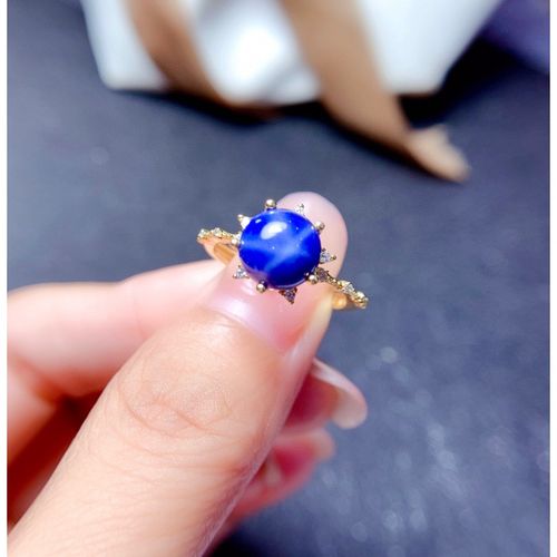 熙精品星光蓝宝石套装蓝宝石戒指蓝宝石吊坠蓝宝石耳坠s925镶嵌 戒指