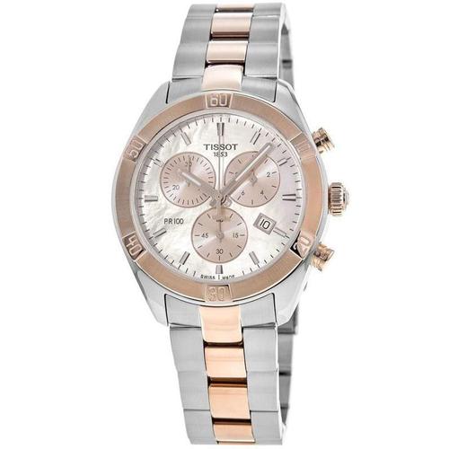 天梭tissot女款石英表|pr 100 sport chic pink mother of pearl