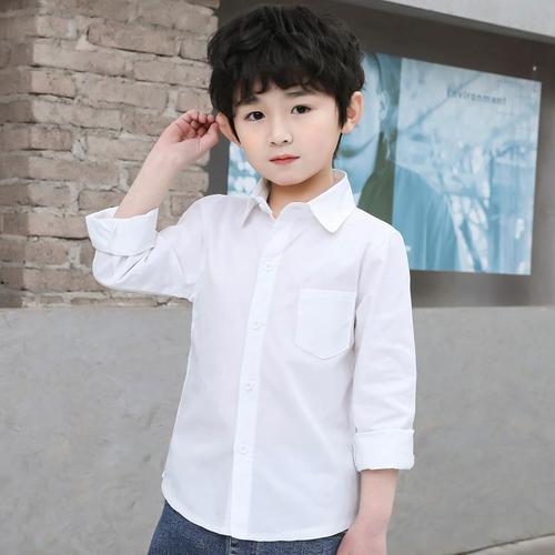 儿童白衬衫春秋长袖男女童纯棉白衬衣中大童上衣学生校服演出礼服