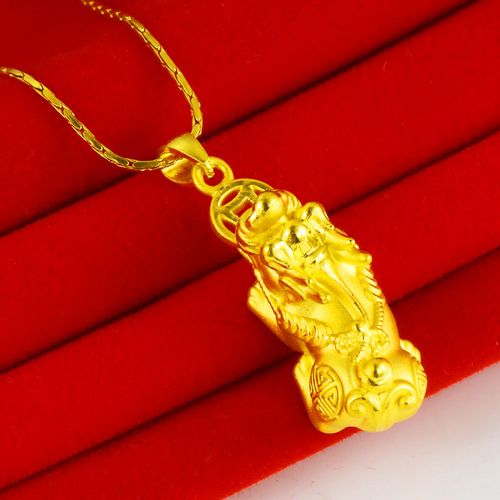 正品黄金项链吊坠男款9999足金3d硬金纯金女貔貅坠子