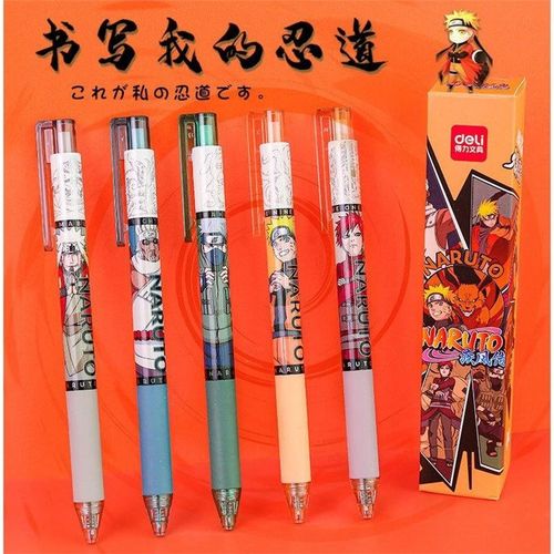 得力火影忍者笔盲盒按动中性笔黑笔0.5初中生笔ins高颜值学生摁动