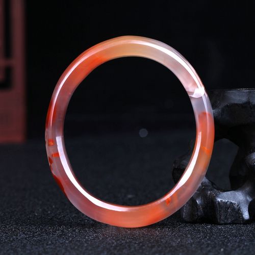 天然凉山南红玛瑙手镯原石柿子红手镯