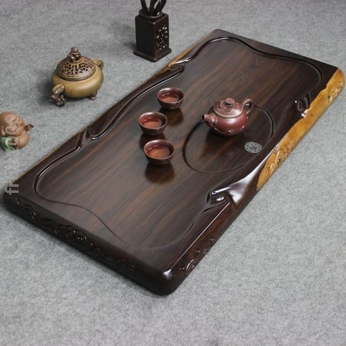 功夫茶台盘茶桌家用小茶台茶几上放的茶盘实木精致干泡轻奢黑檀木
