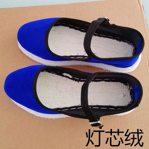 云南绣花鞋女款灯芯绒千层底毛边底条绒平底圆头布鞋农村纯手工鞋