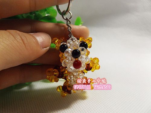 串珠小老虎钥匙扣材料 手工diy散珠 创意跳跳虎汽车钥匙扣 小挂饰