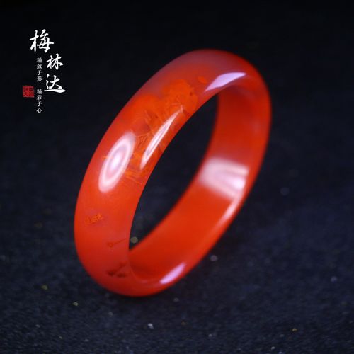 melinda/梅林达【朝暮】南红玛瑙贵妃手镯俏色天然玉石手镯玉镯女