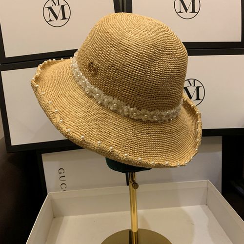 拉菲草帽女 草编凉帽女草遮阳出游沙滩渔夫帽夏可折叠防晒帽子 图片色