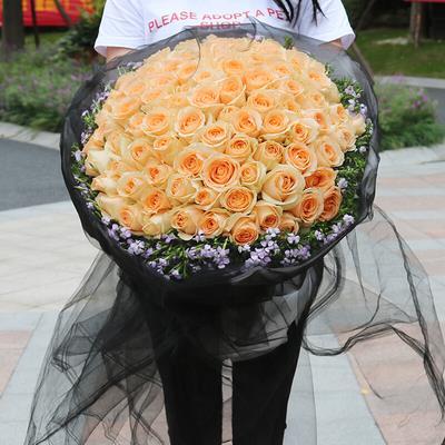 混搭香槟玫瑰陕西西安市碑林未央新城区鲜花速递同城