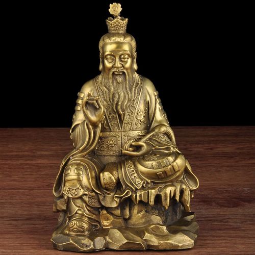 全铜太上老君摆件三清道祖神像元始天尊道家供奉道教祖师像工艺品