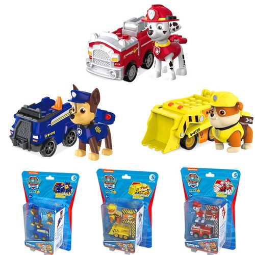 汪汪队立大功玩具阿奇天天毛毛巡逻车狗狗回力车全套积木儿童套装