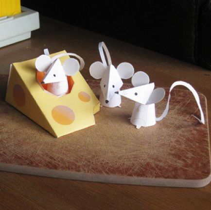 儿童手工折纸diy拼装立体3d纸质模型 卡通动物奶酪与小老鼠制作