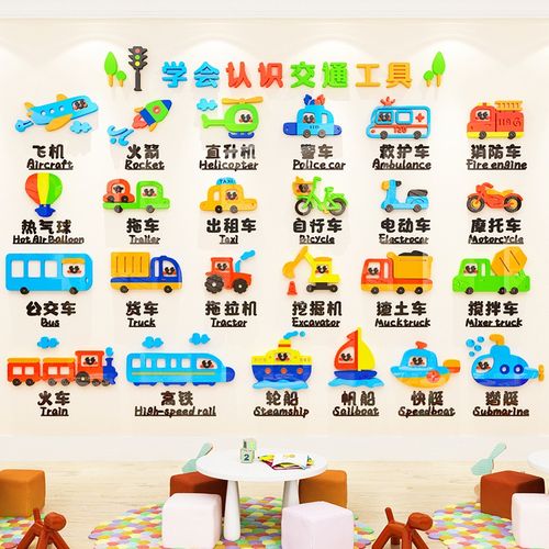 幼儿园交通工具墙贴画立体环创主题墙面装饰教室大厅走廊环k境布