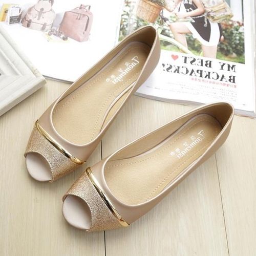 鱼嘴鞋女 夏2018韩版春新款百搭浅口套脚凉鞋女平底大码女鞋40-43