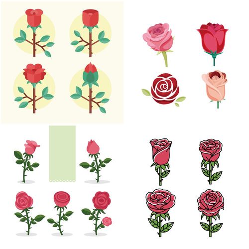a0116玫瑰花卡通手绘情人节花卉花束背景花环eps设计
