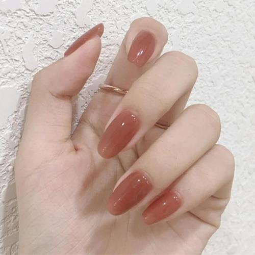 手工订制单色神仙奶茶色假指甲全贴片可洛滑穿戴式裸色系成品美甲甲片