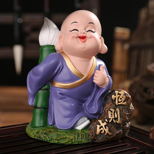 吉祥源q版小和尚小沙弥摆件禅意书房摆件办公桌摆件送