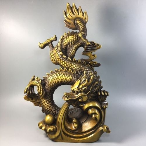 仿古精工铜器吉祥龙摆件 古玩收藏黄铜 龙 家居装饰礼品