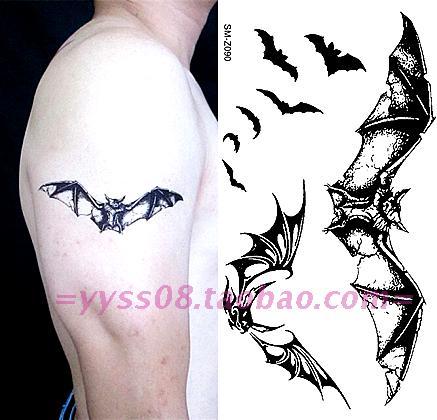 纹身贴蝙蝠 男女款防水刺青 吸血蝙蝠纹身贴纸 个性手臂纹身z090