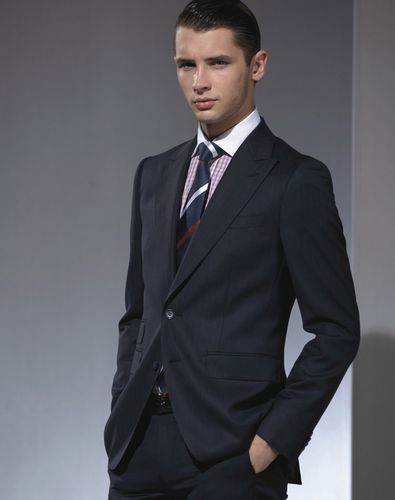 男士品牌职业装单排礼服商务休闲西服黑蓝色修身正装