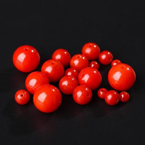 仿红珊瑚散珠圆珠子单颗diy手串项链饰品材料文玩菩提隔珠