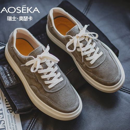 奥瑟卡(aoseka)轻奢品牌2022年春季板鞋男韩版低帮潮流透气休闲鞋百搭