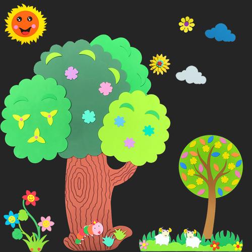 小学幼儿园主题墙面装饰树贴纸立体墙贴树教室环境布置黑板报装饰