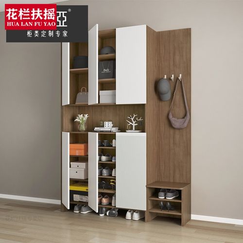 挂衣架一体定制金鞋柜衣架一体家用门口多功能储物柜入户玄关挂衣柜