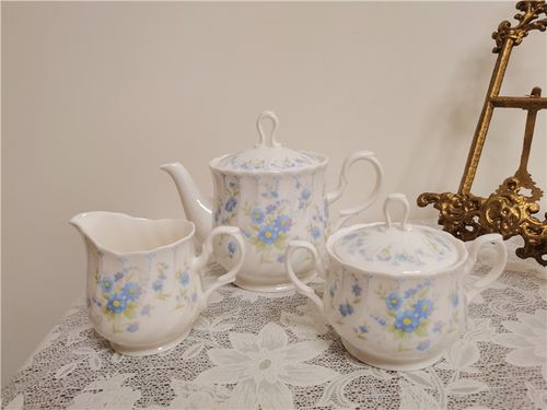vintage古董杂货|日本中古yamaka陶瓷蓝印花茶壶|咖啡壶奶壶糖罐