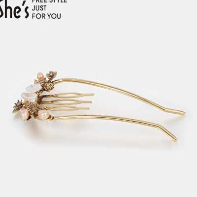shes茜子不朽的凡尔赛复古巴洛克花朵u型发簪盘发插针发夹簪子
