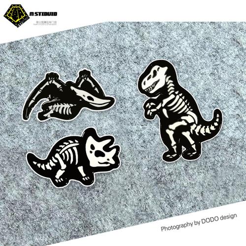 创意卡通恐龙化石反光防水车贴个性创意汽车摩托车电动车划痕贴纸