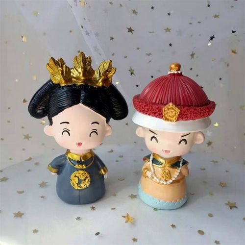 蛋糕装饰爸爸妈妈父亲母亲生日摆件皇上皇后宫廷复古人物烘焙装扮