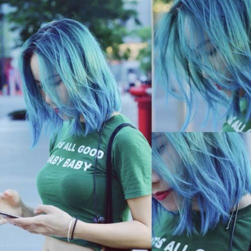2021年显白闷青色松石孔雀绿学生染发剂潮色彩色非彩色染发膏 蓝绿色