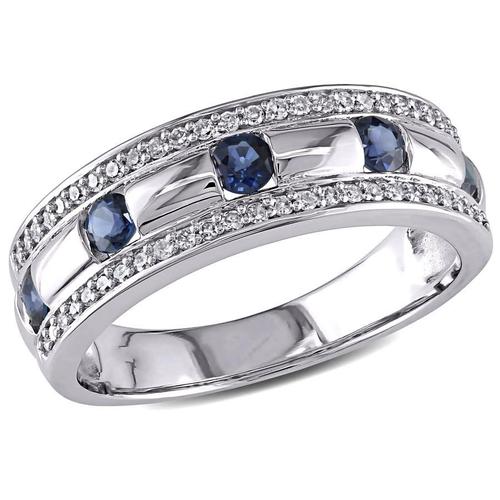 amour戒指|10k white gold 1/4 ct tdw diamond and sapphire