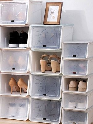 【晨】抽屉式防尘鞋b盒家用鞋子收纳盒塑料鞋柜省空间透明鞋盒子