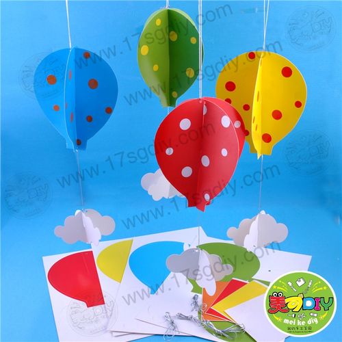 云朵中的热气球 手工diy材料元旦新年环境装饰材料 美