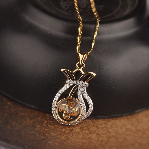 圣诞节礼物 时来运转镶钻项链 女士复古吊坠寓意招财进宝