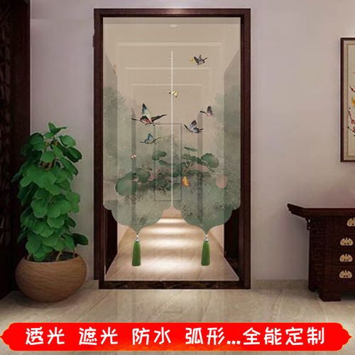 新品新中式古风半截门帘软隔断布t帘子厨房卧室家用玄关遮挡遮丑
