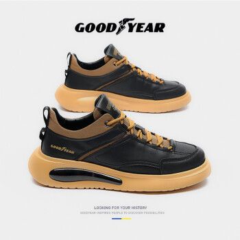 固特异(goodyear)休闲鞋男2022新款潮流百搭真皮透气软底运动鞋减震