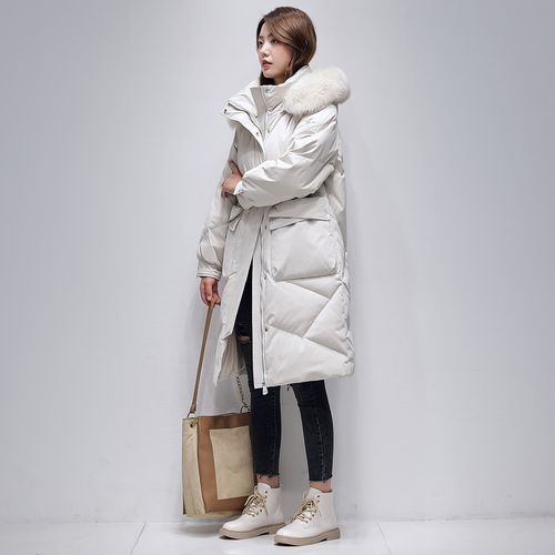 【90白鸭绒】羽绒服女冬季护颈大毛领大口袋潮流时尚外穿羽绒服