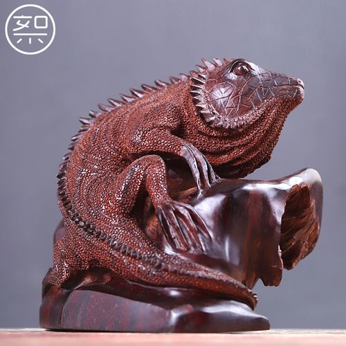 絮旧 蜥蜴摆件 印度小叶紫檀木雕工艺品家居客厅室内招财手工雕刻