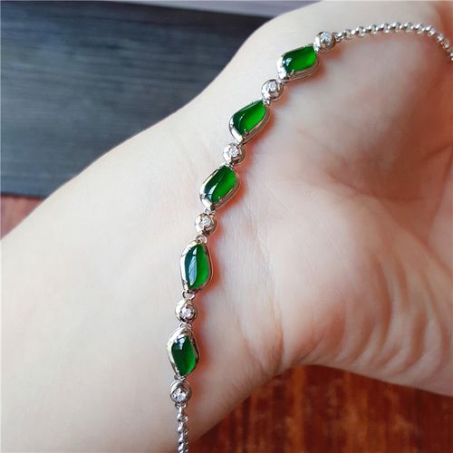 汉桑原创翡翠手链女18k金镶嵌冰种阳绿高品质随行翡翠