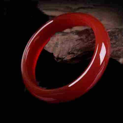 红玛瑙手镯玉镯女款饰品加宽加厚镯子玉石玉器手镯