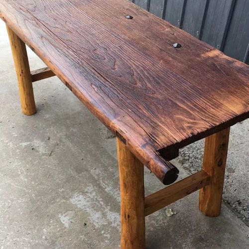 老榆木风化门板茶桌户外老桌子吧台板桌面定制烧烤桌老木头旧门板