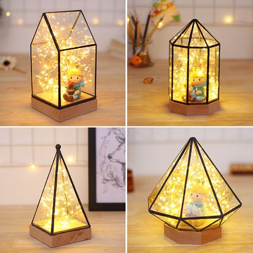 好看的台灯 北欧ins火树银花实木可爱小夜灯卧室床头灯少女led个性